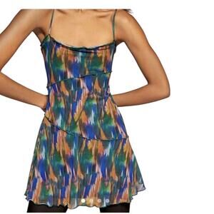 Urban Outfitters Moxie Mesh Mini Multicolored Slip Dress Size Medium